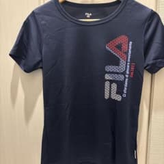 FILA ロゴプリント クルーネック Tシャツ ネイビー Mのサムネイル