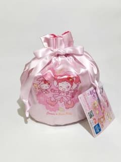 おジャ魔女どれみ × サンリオ　サテン巾着ポーチ　どれみ × キティ