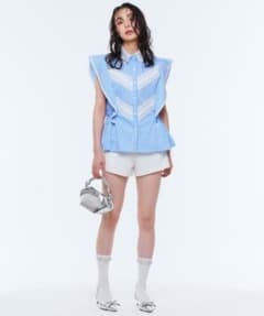 Narcissus ナルシス ブラウス シャツ フリルレースペプラム ノースリのサムネイル