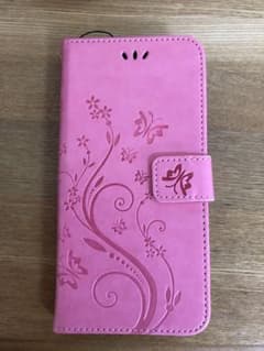 手帳型 iphone7plus/8plus用 ケース 草花 蝶 ピンクのサムネイル