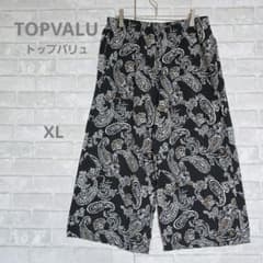 トップバリュ ペイズリー ガウチョパンツ XL 黒 ワイドパンツ レーヨン100のサムネイル