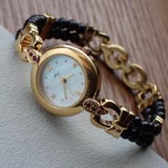 LZ 天然ルビー＆ブラックトルマリン ジュエリー・ブレスレットウォッチ