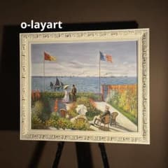★秀作★ 手書き油絵 モネ サン・タドレスのテラス 肉筆絵画 額付き 油彩画 ☆秀作☆ 手書き油絵 モネ サン・タドレスのテラス 肉筆絵画 額付き