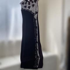 パープル ベロア ビジュー装飾 チャイナドレスのサムネイル