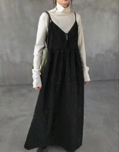 キャミワンピース ブラック ロング丈 FRIFULのサムネイル