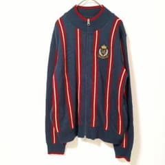 LOVITS GOLF CLUB Long-Sleeve Knit Zip-Up Stripe Pattern, Size L
