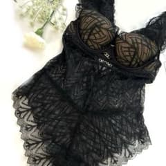 ❤︎フランス Rouge Gorge ❤︎ ブラックレースの美しいボディスーツ