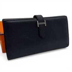 HERMES エルメス べアンデュプリ □J刻印 シルバー金具 ブラック 長財布 HERMES エルメス べアンデュプリ □J刻印 シルバー金具 ブラック 長