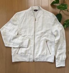 URBAN RESEARCH 麻混 ジップアップブルゾン アイボリー Fのサムネイル