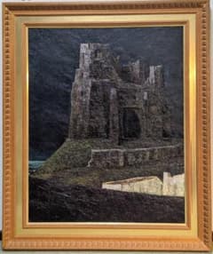 【真作】絵画　木澤定一　油彩30号　海底の城塞　静寂に佇む記憶　箱・黄袋入　X2 真作】絵画 木澤定一 油彩30号 海底の城塞 静寂に佇む記憶 箱・黄袋入