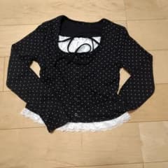 ドット柄 レース付き 長袖カットソー ブラック　grlのサムネイル