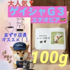 珈琲豆　自家焙煎　ゲイシャG3 100g柴犬のサムネイル