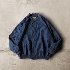 90s ROBERT STOCKシルクブルゾン短丈ボンバージャケット紺ネイビーL 