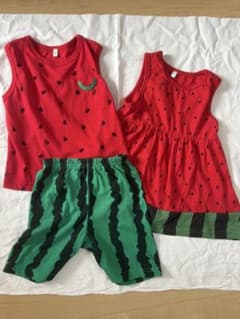 スイカセットアップ&ワンピース95cm【リンクコーデ】のサムネイル