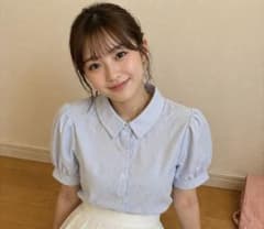 水色 パフスリーブ シャツ 半袖のサムネイル
