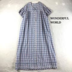 ワンダフルワールド 半袖 シャツワンピース カネコイサオ チェック