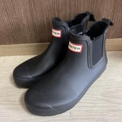 HUNTER 레인 부츠 첼시 블랙