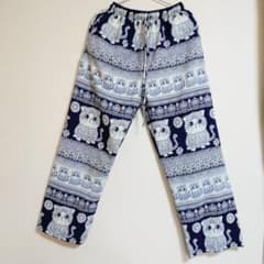 一点物級！！珍しい猫柄 タイパンツ ネイビー フリーサイズのサムネイル