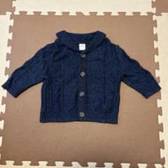 GAP 6-12M ネイビー ケーブル編み カーディガン 半袖のサムネイル