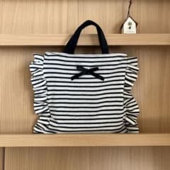 新作☆ハンドメイド☆ワンマイルお出かけバック☆レビューブック用☆ボーダーリボンのサムネイル