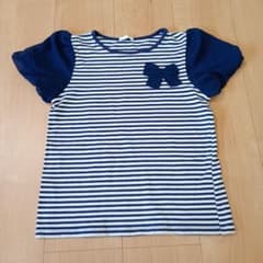 GU リボン付きストライプTシャツ 140cmのサムネイル