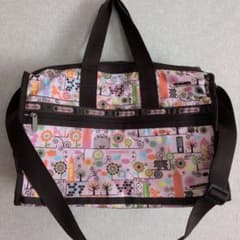 LeSportsac ボストンバッグ カラフル花柄＆プードル柄 旅行バッグ
