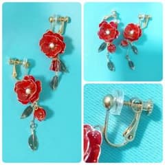 Antique-style Camellia Wire Dip Art Earrings *Unused, but with minor imperfections*