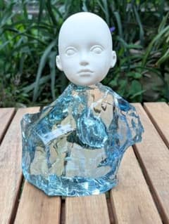アンダラクリスタル ブルーガラスアート作品｜球体関節人形ヘッド オブジェ art アンダラクリスタル ブルーガラス アート 球体関節人形ヘッド オブジェ