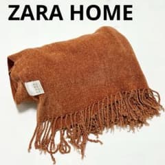 ZARA  フリンジ 付き ブランケット ホワイト ブラウン ザラホーム ZARA HOME オレンジ フリンジ付きブランケット - メルカリ