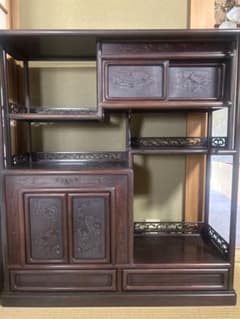 引き取り限定・大阪府吹田市】高級唐木家具 飾り棚 茶箪笥 茶棚 幅92cm