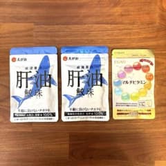 新品未開封】肝油鮫珠 62粒×2袋 マルチビタミン30粒×1袋 - メルカリ