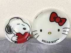 【非売品】　ローソン　スヌーピー 皿 キティちゃん　ハローキティ　皿　２枚セットのサムネイル