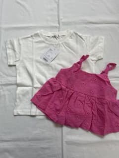 即購入OK ペアマノン　レースキャミ付きTシャツ　90cm 女の子　半袖