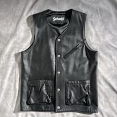 極美品　Schott ライダース ラムレザーベスト ショット ジャケット　黒　S 極美品 Schott ライダース ラムレザーベスト ショット ジャケット 黒 S