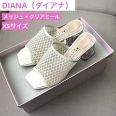 DIANA ダイアナ メッシュミュール クリアヒール サンダル ホワイト XS