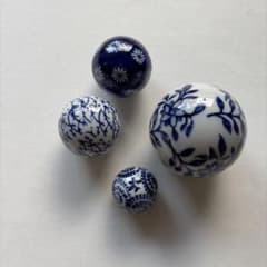 うき玉　染付 陶器製 ボール 4個セット 手芸素材のサムネイル