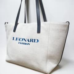 ❤️人気 キャンバストートバッグ 肩掛け 刺繍ロゴ LEONARD レザー 