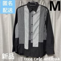 【新品タグ付き】treecafe antiqua長袖デザインシャツ／グレー／M
