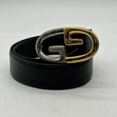 GUCCI グッチ GGバックル レザーベルト ブラック 黒 ヴィンテージ