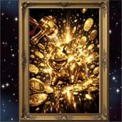 開運絵画　❀限定品❀黄金元宝金爆貯金箱❀ 金運上昇アート｜打ち出の小槌×黄金の豚貯金箱｜開運・財運・成就