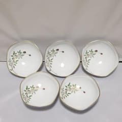 新品 香蘭社 吾亦紅小鉢 五角形お取鉢銘々皿 染錦金彩 5客 - メルカリ