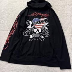Ed Hardy エドハーディ ジップパーカー 3L ブラック スカルy2k - メルカリ