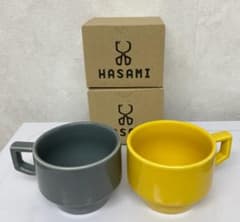 HASAMI 陶器マグカップ 2個セット マスタード、グレーのサムネイル