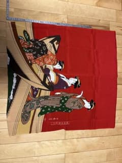 丹後ちりめん 風呂敷 約60cm 浮世絵 美人画 レーヨン100% 和柄 未使用のサムネイル