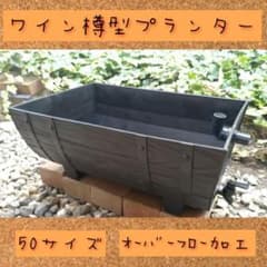 ワイン樽型メダカ飼育プランター　50サイズ ブラック　オーバーフローパイプのサムネイル
