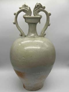 唐時代 白磁双龍耳大尊 巩県窯白瓷 【旧家旧蔵】　希少貴重　花入(B-68) 唐時代 白磁双龍耳大尊 巩県窯白瓷 【旧家旧蔵】 希少貴重 花入(B-68