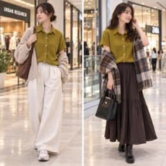 半袖ショート丈ニット うぐいす色 レディース 大人かわいいコーデにのサムネイル