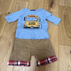 バスイラスト付きTシャツとショートパンツセットのサムネイル