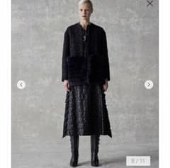 美品　ドゥロワーdrawerフェイクレザーエンブロダイリーフリル スカート 38 美品 ドゥロワーdrawerフェイクレザーエンブロダイリーフリル スカート