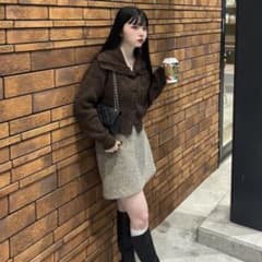 anyon ブラウンカラーニットカーディガンのサムネイル